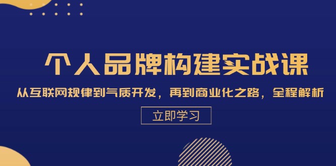 个人品牌构建实战课：从互联网规律到气质开发，再到商业化之路，全程解析-蚂蚁汇资源分享项目网