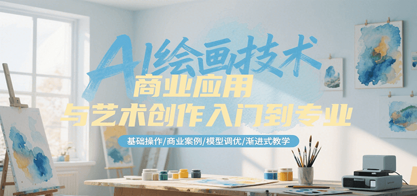 AI绘画技术商业应用与艺术创作入门到专业，基础操作/商业案例/模型调优/渐进式教学-蚂蚁汇资源分享项目网