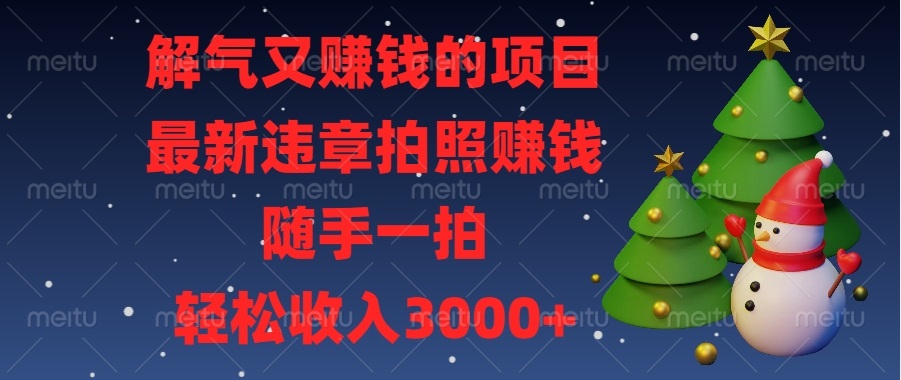 解气又赚钱的项目，最新违章拍照赚钱，随手一拍，轻松收入3000+-蚂蚁汇资源分享项目网