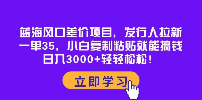 蓝海风口差价项目，发行人拉新，一单35，小白复制粘贴就能搞钱！日入30…-蚂蚁汇资源分享项目网
