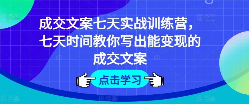 成交文案七天实战训练营，七天时间教你写出能变现的成交文案-蚂蚁汇资源分享项目网