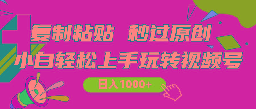 视频号新玩法 小白可上手 日入1000+-蚂蚁汇资源分享项目网