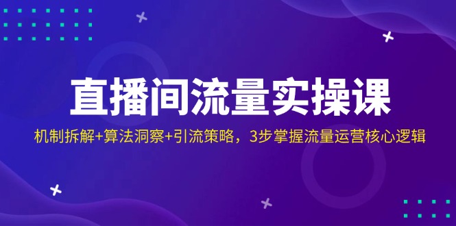直播间流量实操课：机制拆解+算法洞察+引流策略，3步掌握流量运营核心逻辑-蚂蚁汇资源分享项目网