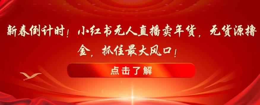 新春倒计时！小红书无人直播卖年货，无货源撸金，抓住最大风口【揭秘】-蚂蚁汇资源分享项目网