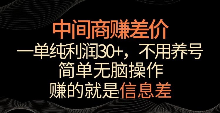 中间商赚差价，一单纯利润30+，简单无脑操作，赚的就是信息差，轻轻松松日入1000+【揭秘】-蚂蚁汇资源分享项目网