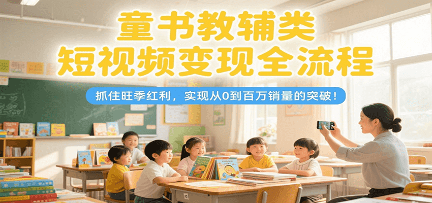 童书教辅类短视频变现全流程，抓住旺季红利，实现从0到百万销量的突破！-蚂蚁汇资源分享项目网