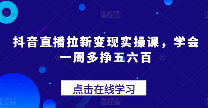 抖音直播拉新变现实操课，学会一周多挣五六百-蚂蚁汇资源分享项目网