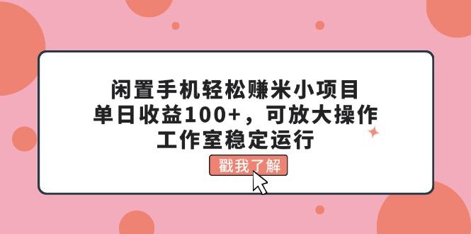 闲置手机轻松赚米小项目，单日收益100+，可放大操作，工作室稳定运行-蚂蚁汇资源分享项目网