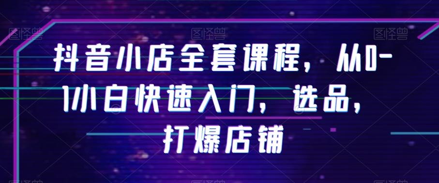 抖音小店全套课程，从0-1小白快速入门，选品，打爆店铺-蚂蚁汇资源分享项目网
