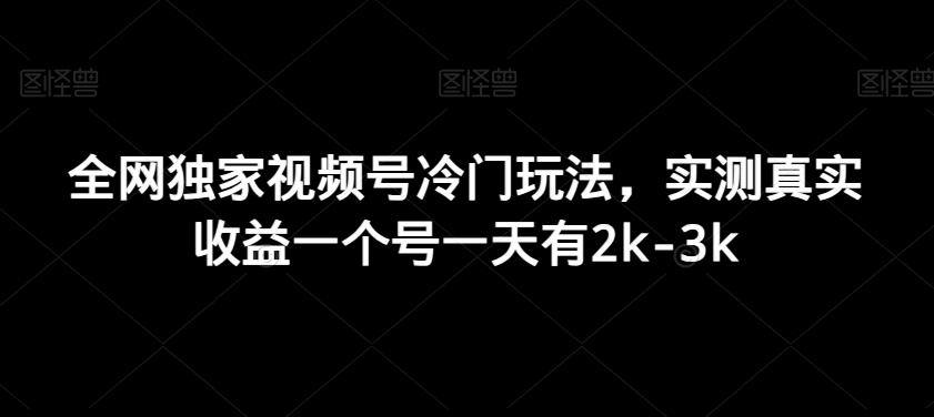 全网独家视频号冷门玩法，实测真实收益一个号一天有2k-3k-蚂蚁汇资源分享项目网