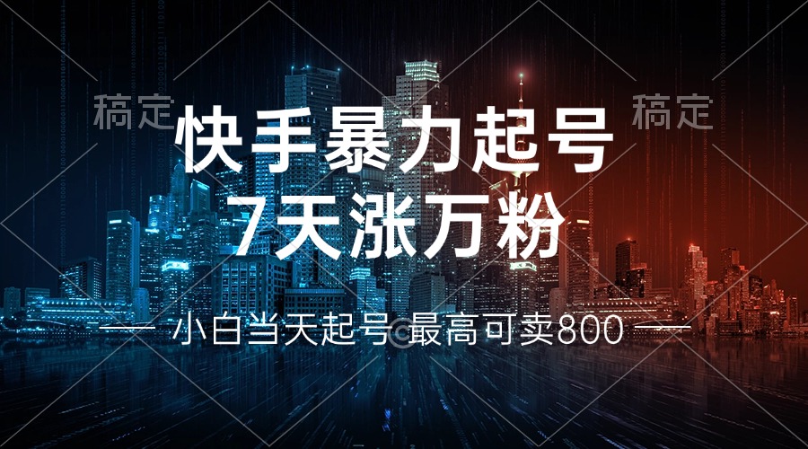 快手暴力起号，7天涨万粉，小白当天起号 多种变现方式，账号回收，单月…-蚂蚁汇资源分享项目网
