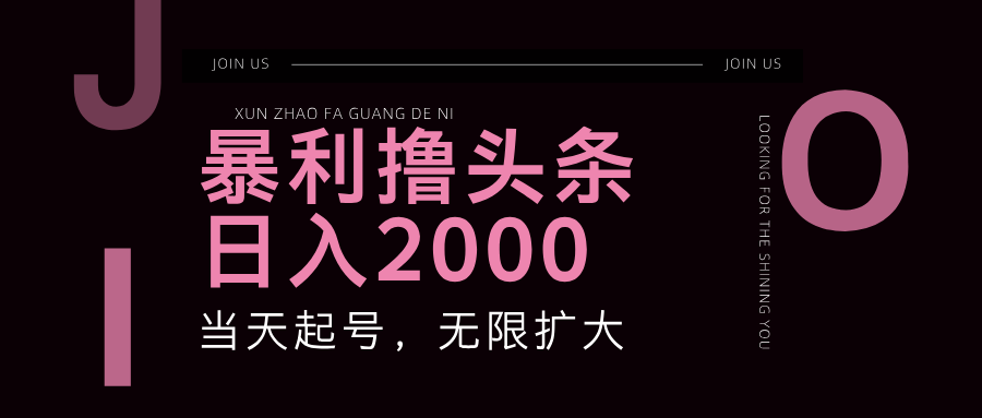 暴利撸头条,单号日入2000+,可无限扩大-蚂蚁汇资源分享项目网