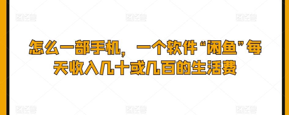 怎么一部手机，一个软件“闲鱼”每天收入几十或几百的生活费-蚂蚁汇资源分享项目网