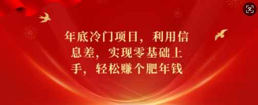 年底冷门项目，利用信息差，实现零基础上手，轻松赚个肥年钱【揭秘】-蚂蚁汇资源分享项目网