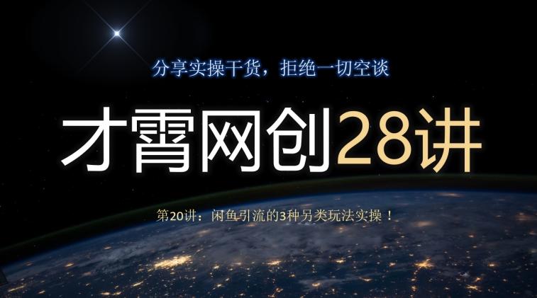 才霄网创28讲第20讲：闲鱼引流的3种另类玩法实操！-蚂蚁汇资源分享项目网