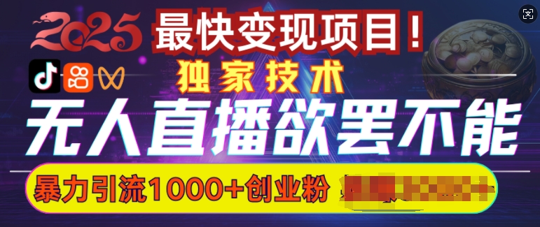 欲罢不能的无人直播引流，超暴力日引流1000+高质量精准创业粉-蚂蚁汇资源分享项目网