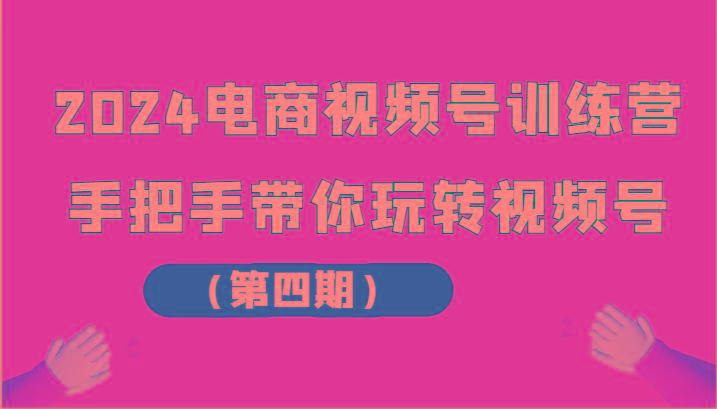 2024电商视频号训练营(第四期)手把手带你玩转视频号-蚂蚁汇资源分享项目网