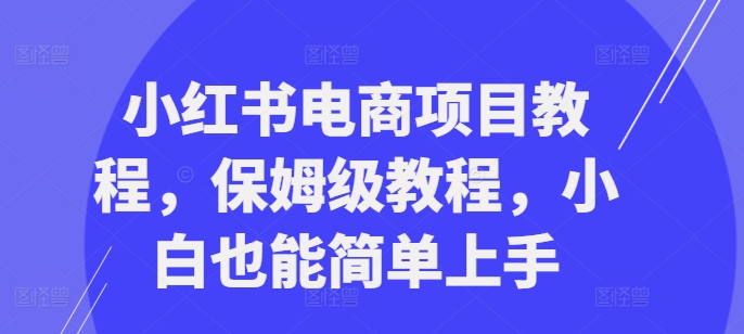 小红书电商项目教程，保姆级教程，小白也能简单上手-蚂蚁汇资源分享项目网