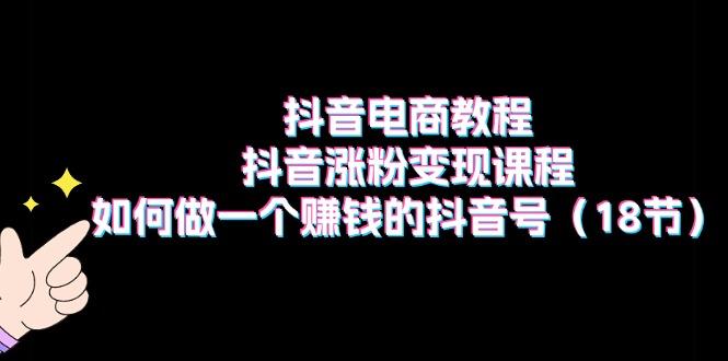 抖音电商教程：抖音涨粉变现课程：如何做一个赚钱的抖音号(18节-蚂蚁汇资源分享项目网
