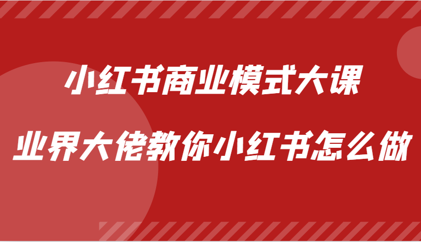 小红书商业模式大课，业界大佬教你小红书怎么做【视频课】-蚂蚁汇资源分享项目网