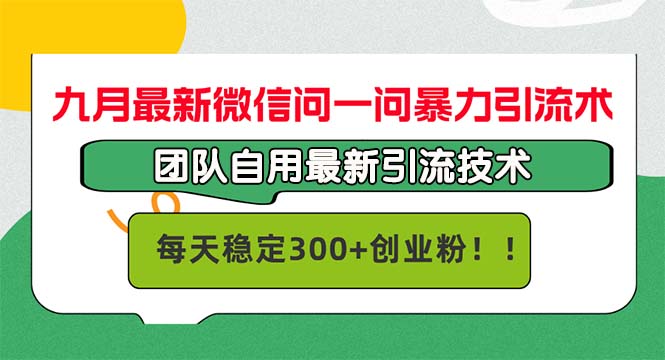九月最新微信问一问暴力引流术，团队自用引流术，每天稳定300+创…-蚂蚁汇资源分享项目网