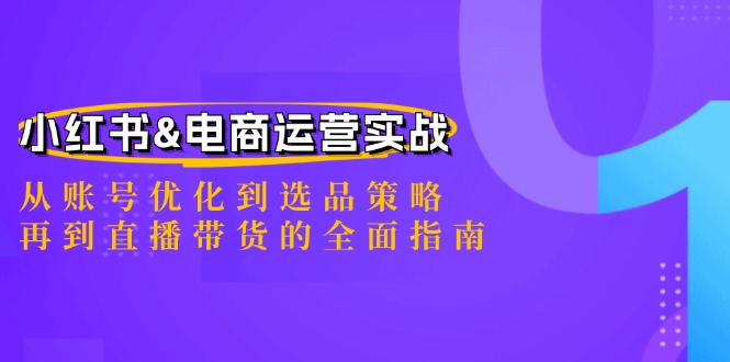 小红书&电商运营实战：从账号优化到选品策略，再到直播带货的全面指南-蚂蚁汇资源分享项目网