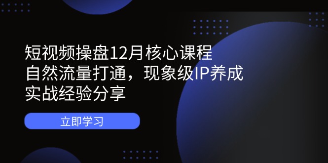 短视频操盘12月核心课程：自然流量打通，现象级IP养成，实战经验分享-蚂蚁汇资源分享项目网