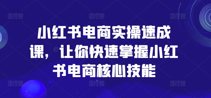 小红书电商实操速成课，让你快速掌握小红书电商核心技能-蚂蚁汇资源分享项目网
