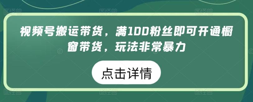 视频号搬运带货，满100粉丝即可开通橱窗带货，玩法非常暴力【揭秘】-蚂蚁汇资源分享项目网