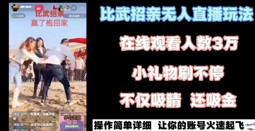 最近很火的无人直播“比武招亲”的一个玩法项目简单【揭秘】-蚂蚁汇资源分享项目网