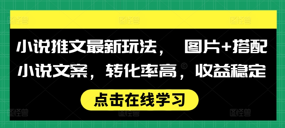 小说推文最新玩法， 图片+搭配小说文案，转化率高，收益稳定-蚂蚁汇资源分享项目网