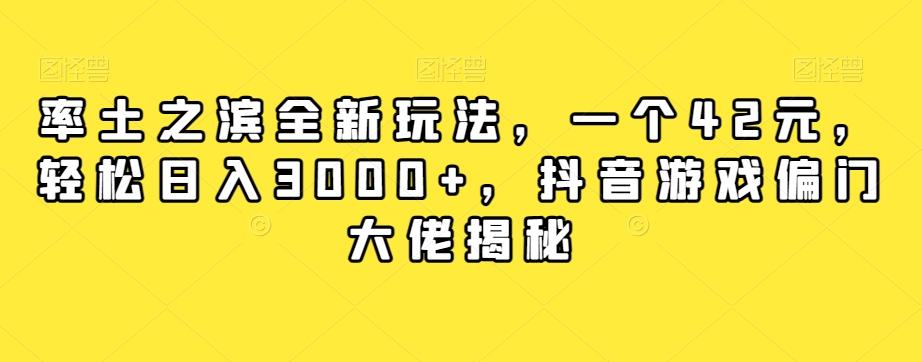 率土之滨全新玩法，一个42元，轻松日入3000+，抖音游戏偏门大佬揭秘-蚂蚁汇资源分享项目网