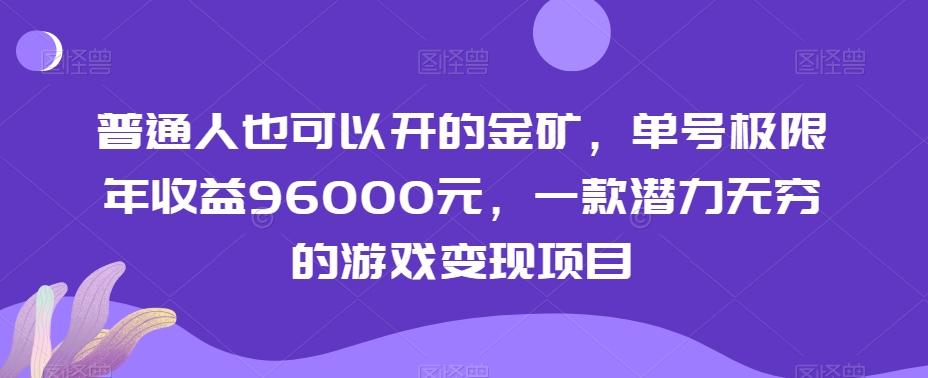 普通人也可以开的金矿，单号极限年收益96000元，一款潜力无穷的游戏变现项目【揭秘】-蚂蚁汇资源分享项目网