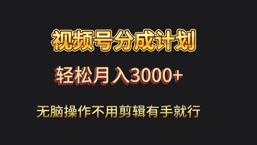 视频号流量分成，不用剪辑，有手就行，轻松月入2000+-蚂蚁汇资源分享项目网