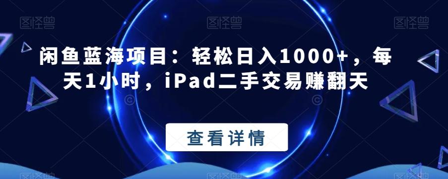 闲鱼蓝海项目：轻松日入1000+，每天1小时，iPad二手交易赚翻天-蚂蚁汇资源分享项目网