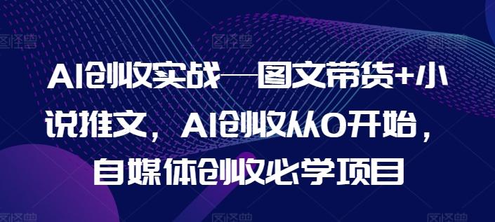 AI创收实战—图文带货+小说推文，AI创收从0开始，自媒体创收必学项目-蚂蚁汇资源分享项目网