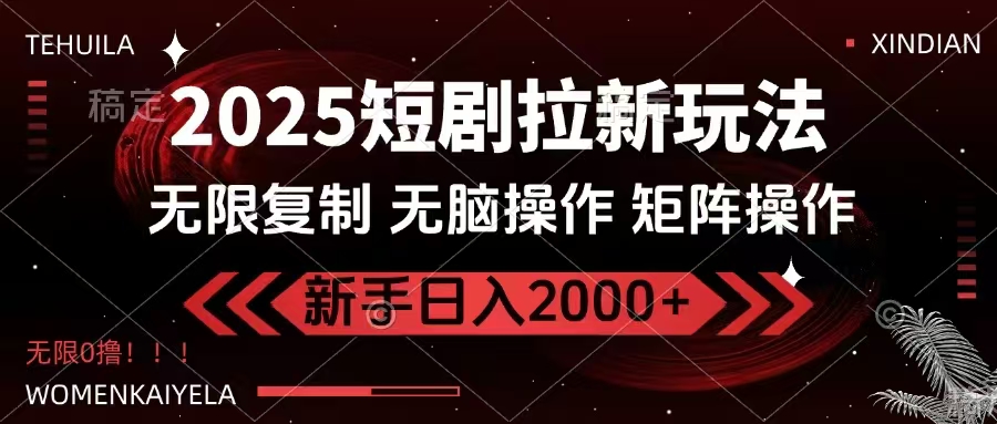 2025短剧拉新玩法，无需注册登录，无限0撸，无脑批量操作日入2000+-蚂蚁汇资源分享项目网