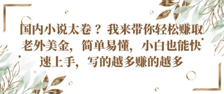 国内小说太卷 ?带你轻松赚取老外美金，简单易懂，小白也能快速上手，写的越多赚的越多【揭秘】-蚂蚁汇资源分享项目网