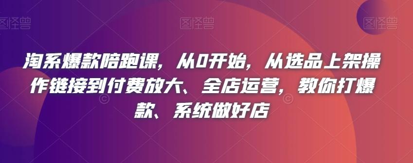 淘系爆款陪跑课，从0开始，从选品上架操作链接到付费放大、全店运营，教你打爆款、系统做好店-蚂蚁汇资源分享项目网