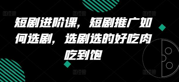 短剧进阶课，短剧推广如何选剧，选剧选的好吃肉吃到饱-蚂蚁汇资源分享项目网