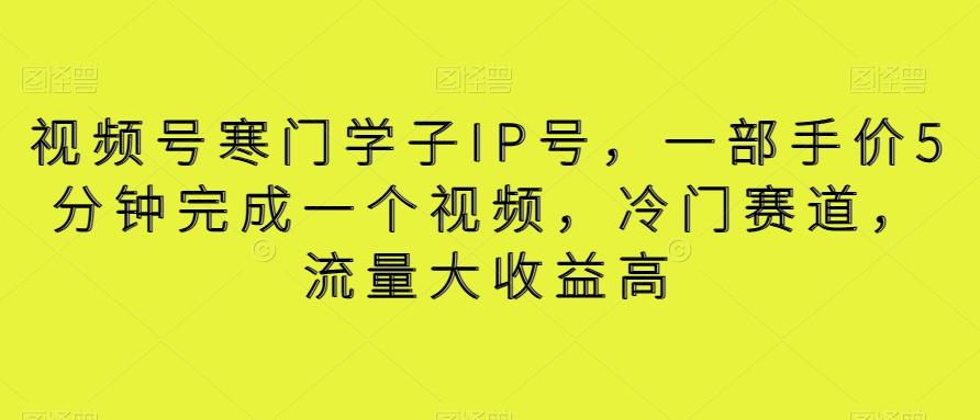 视频号寒门学子IP号，一部手价5分钟完成一个视频，冷门赛道，流量大收益高【揭秘】-蚂蚁汇资源分享项目网