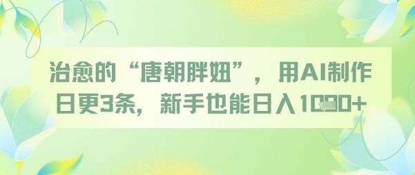 治愈的“唐朝胖妞”，用AI制作日更3条，新手也能日入多张-蚂蚁汇资源分享项目网