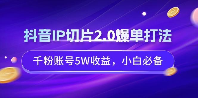 抖音IP切片2.0爆单打法，千粉账号5W收益，小白必备-蚂蚁汇资源分享项目网