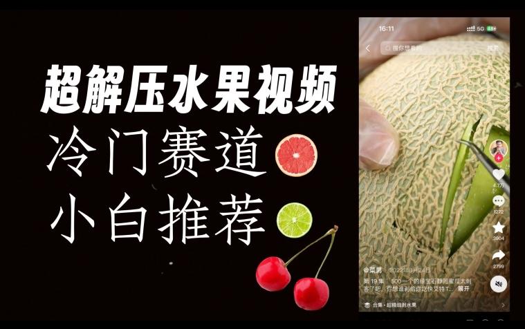 超冷门抖音赛道，水果解压视频0风险，非常容易爆火【揭秘】-蚂蚁汇资源分享项目网
