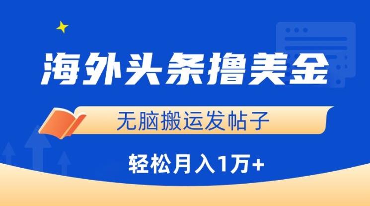 海外头条撸美金，无脑搬运发帖子，月入1万+，小白轻松掌握【揭秘】-蚂蚁汇资源分享项目网