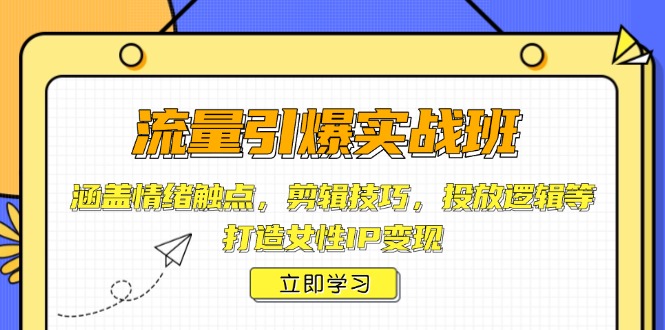 流量引爆实战班，涵盖情绪触点，剪辑技巧，投放逻辑等，打造女性IP变现-蚂蚁汇资源分享项目网