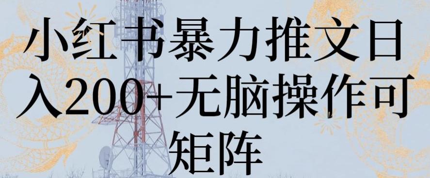 小红书暴力推文日入200+无脑操作可矩阵【揭秘】-蚂蚁汇资源分享项目网