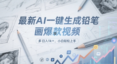 最新AI一键生成铅笔画爆款视频，多平台分发，日 入1k+，小白轻松上手【揭秘】-蚂蚁汇资源分享项目网
