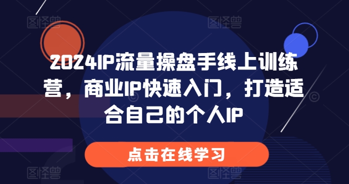 2024IP流量操盘手线上训练营，商业IP快速入门，打造适合自己的个人IP-蚂蚁汇资源分享项目网
