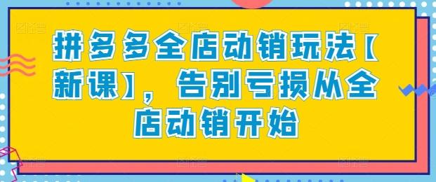 拼多多全店动销玩法【新课】，告别亏损从全店动销开始-蚂蚁汇资源分享项目网